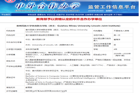 再获批！贵州民族大学林肯联合学院启航！